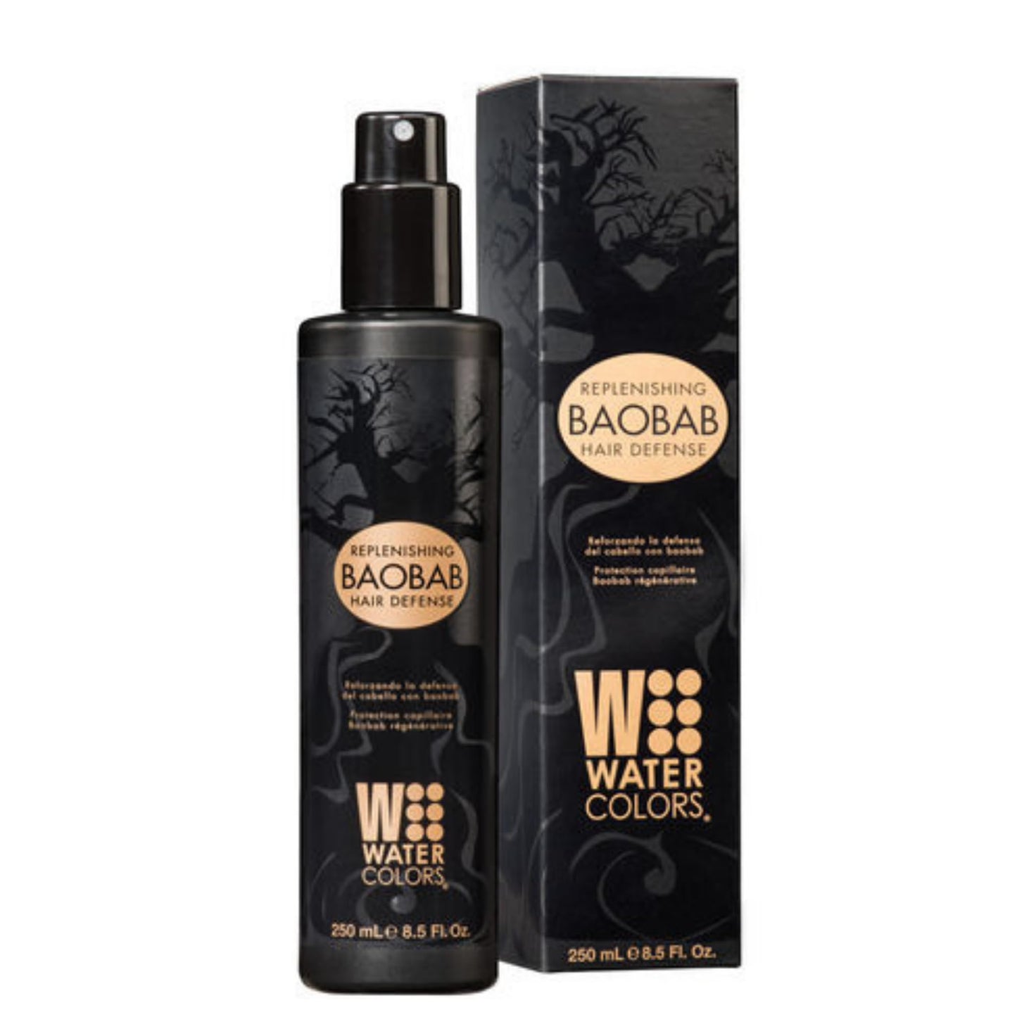 Watercolors Baobab Hair Defense. Replenishing, Anti Humidity, Anti Frizz, Anti Aging, Curl Defining Protecting Spray-8.5oz. Beauty & Personal Care Watercolors