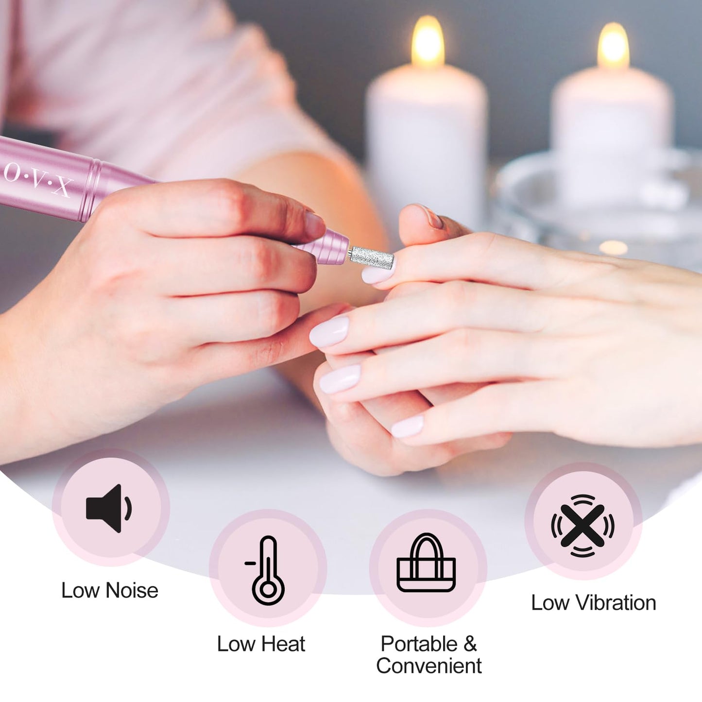Portable Electric Nail Drill Machine, Professional 20000 RPM USB Manicure Pedicure Drills for Acrylic Nails Gel Polishing Shape Tools Beauty & Personal Care OVX