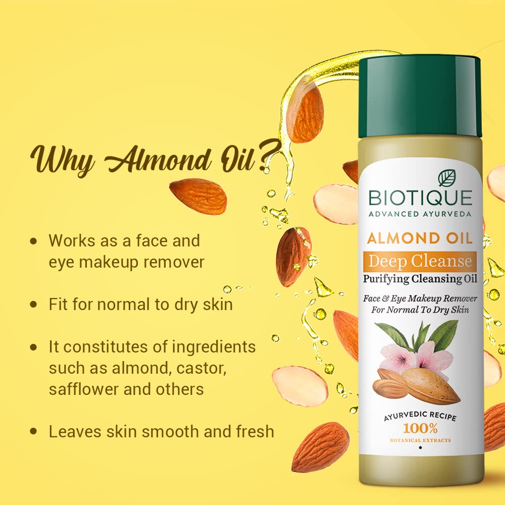 Biotique Bio Almond Oil Soothing Face and Eye Make Up Cleanser, 120 ml/4.05Oz. Beauty & Personal Care Biotique