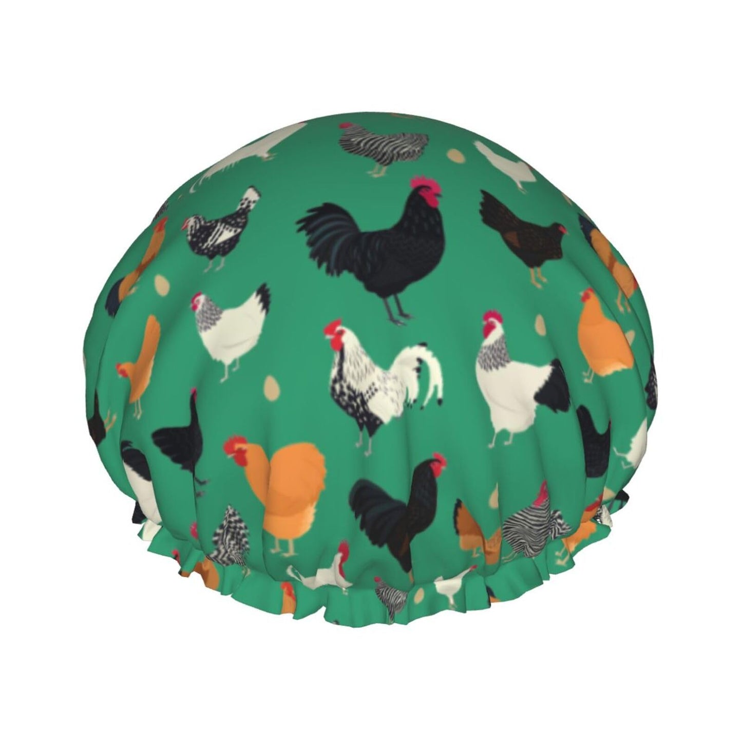 Funny Chickens Shower Cap For Women Reusable Waterproof Double Layers Bath Cap Hair Protection Elastic Ladies Spa Salon Shower Hat Beauty and Personal Care YUZEKABZ