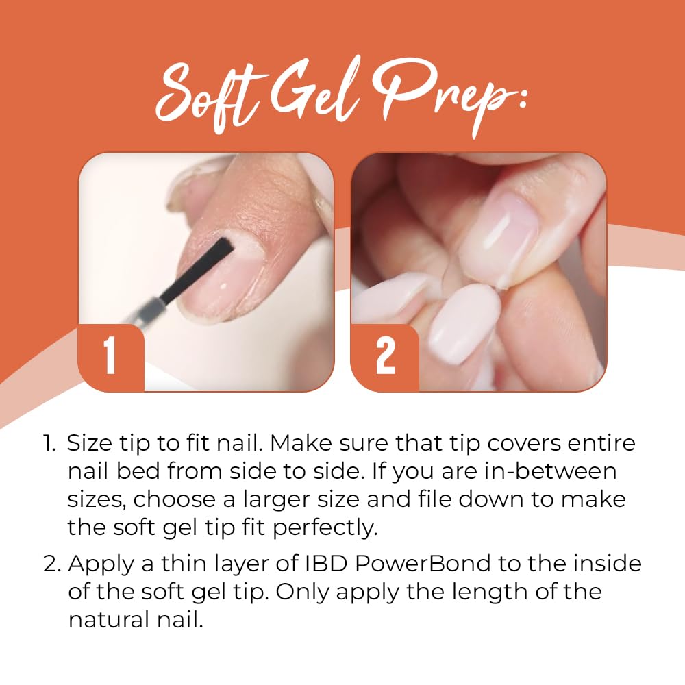 IBD Clear Soft Gel Nail Tips Medium Almond Shape - Pre-Etched, Nail Extensions for Strong Adhesion, Long-Lasting Acrylic Press On Nails, DIY Nail Art