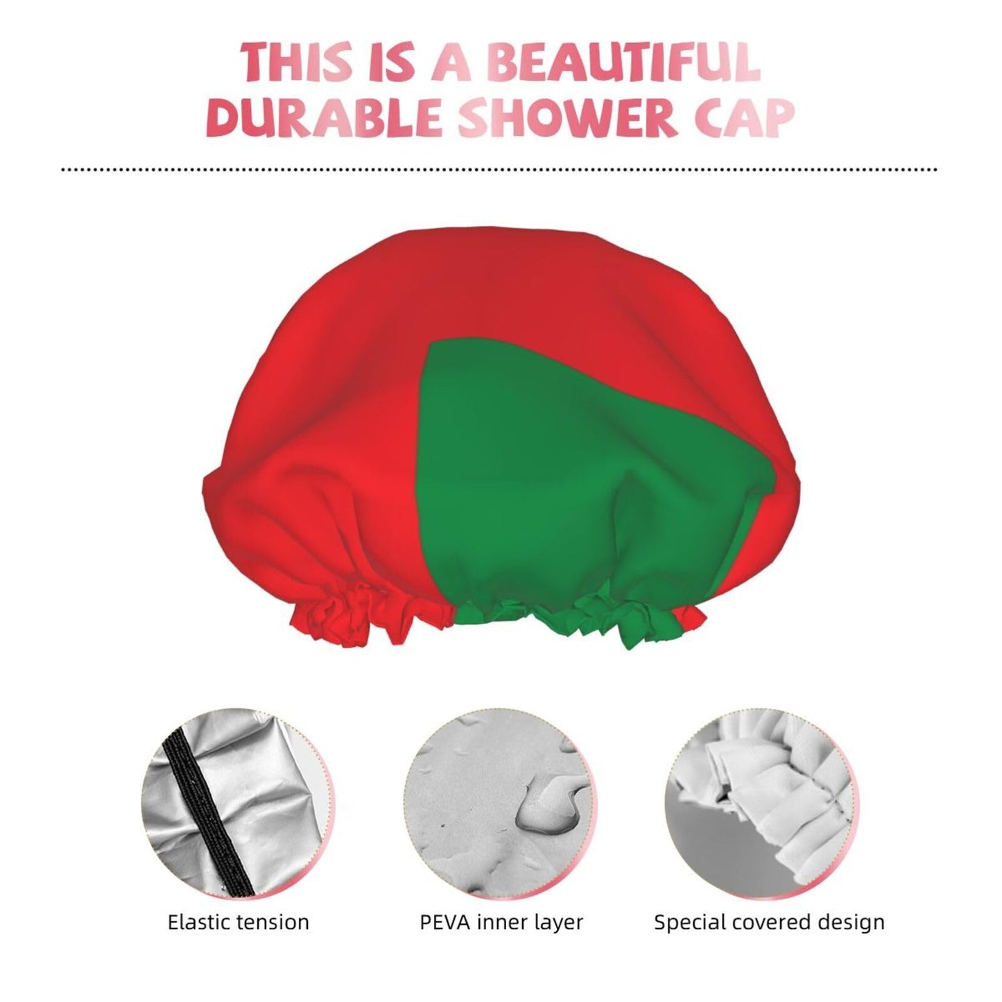 Oman Flag Prints Shower Cap Double Layer Lined Waterproof Bathing Shower Hat Beauty and Personal Care Hayyett