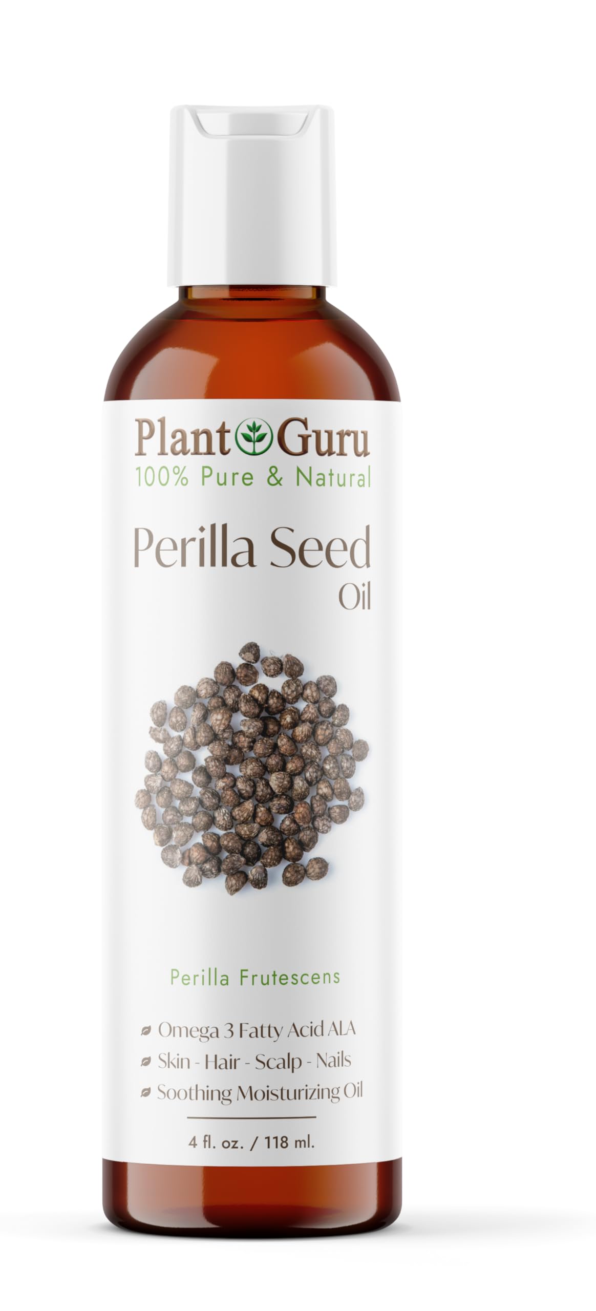 Plant Guru Perilla Seed Oil 4 fl. oz. Cold Pressed 100% Pure & Natural Carrier - Ideal for Skin, Face, Body, and Hair Moisturizer. Great for DIY Beauty & Personal Care Plant Guru