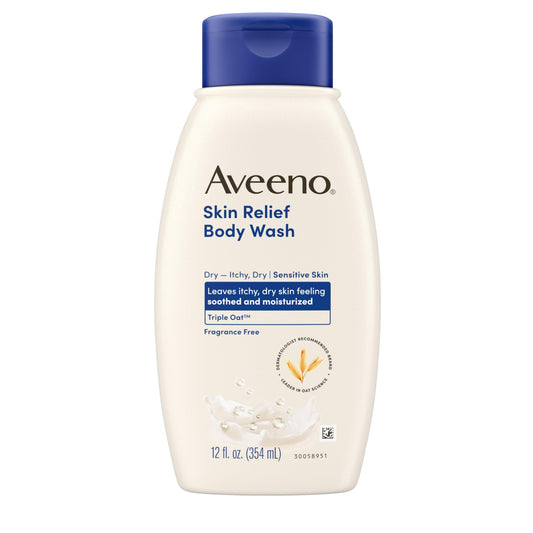 Aveeno Skin Relief Fragrance-Free Body Wash with Triple Oat Formula, Gentle Daily Cleanser for Sensitive Skin Leaves Itchy, Dry Skin Feeling & Soothed Beauty & Personal Care Aveeno