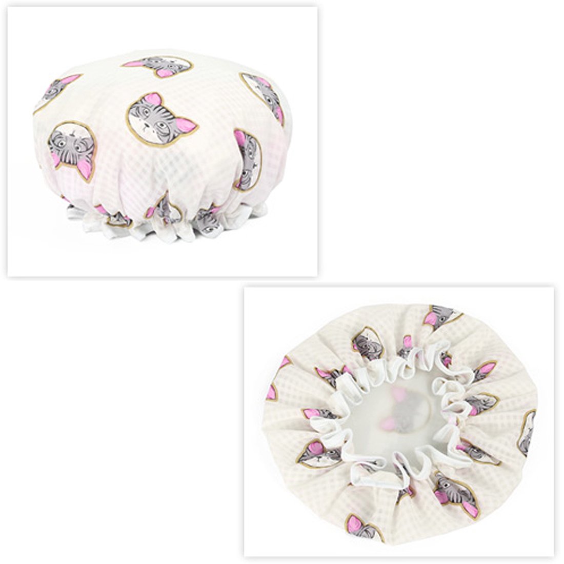 Ruilogod Polyester PEVA Dual Layer Cat Printing Waterproof Shower Bath Salon Hair Cap Hat (id: 4b7 b63 149 1cf 07e Beauty and Personal Care Ruilogod