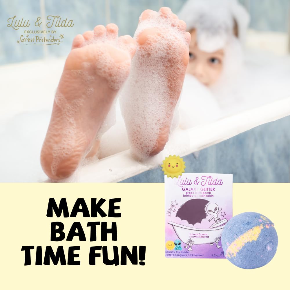 Great Pretenders Boxed Bath Bomb for Kids, 5.5 oz with Surprise squishie Inside (Galaxy Glitter - Grape) Beauty and Personal Care Great Pretenders