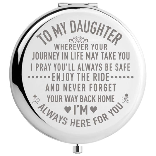 DIDADIC Daughter Gifts from Mom and Dad on Wedding Day, Graduation and Birthday Gifts for Girls, Compact Makeup Mirror (Mir-Daughter-Journey) Beauty & Personal Care DIDADIC