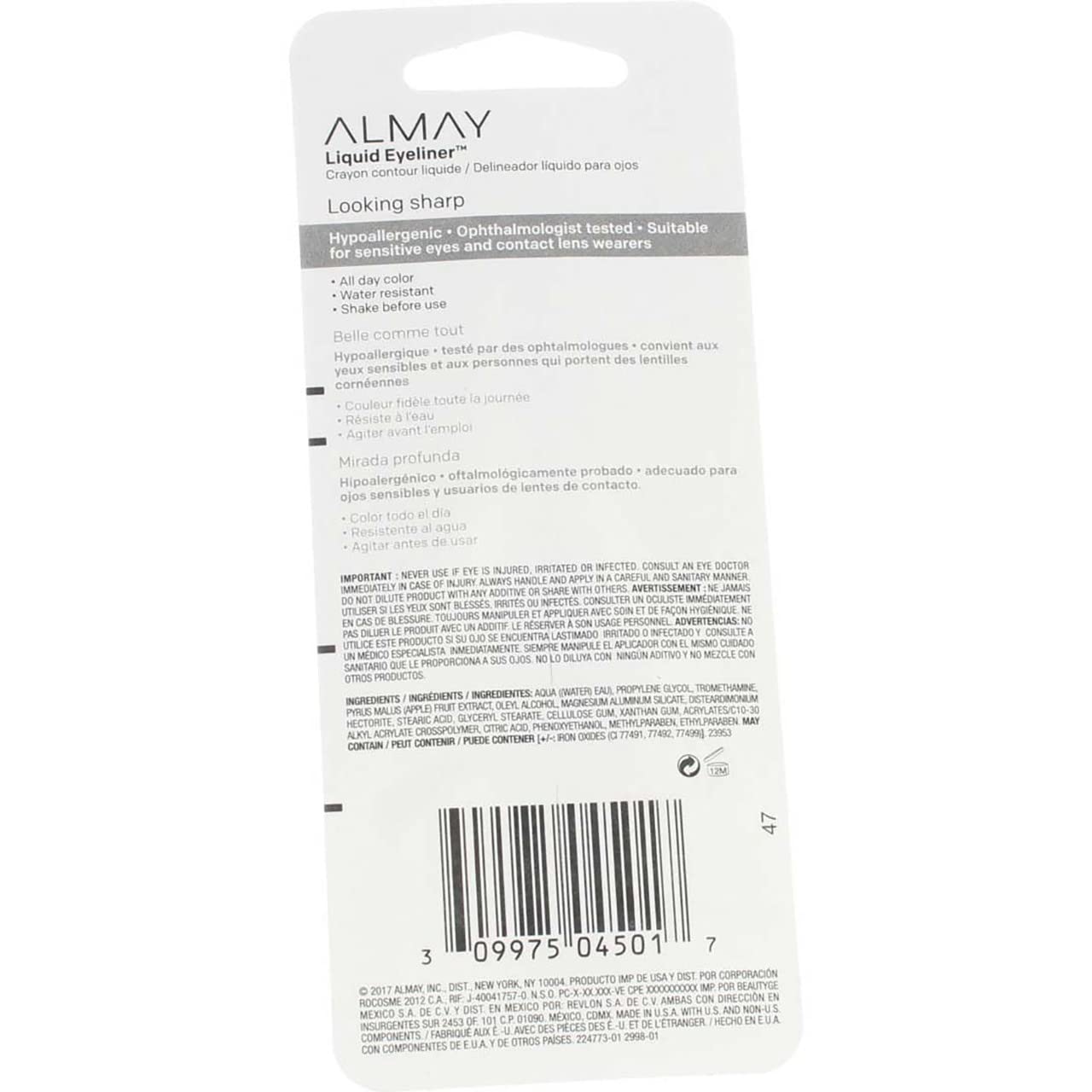 Almay Liquid Eyeliner, Black [221] 0.1 oz (Pack of 4) Beauty & Personal Care Almay