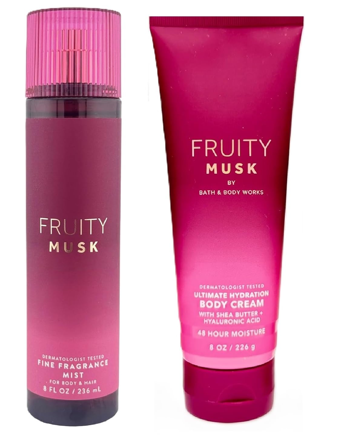 Bath and Body Works Fruity Musk Mist and Body Cream Set - Full Size Beauty and Personal Care Bath & Body Works