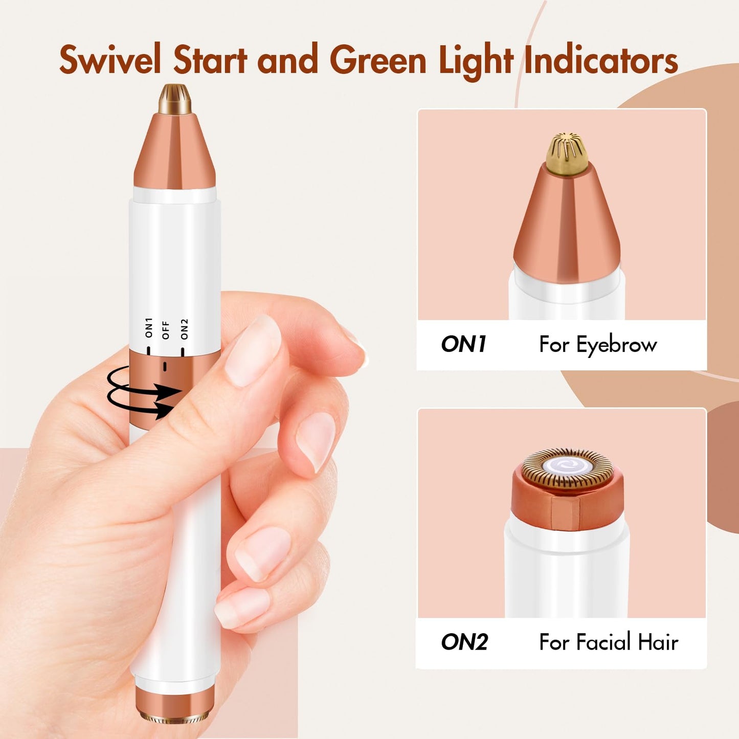Acavado 2-in-1 Dual Head Eyebrow Trimmer & Flawless Facial Hair Removal for Women, Painless & Gentle Facial Hair Remover for Brows, Chin, Upper Lip Beauty and Personal Care Acavado