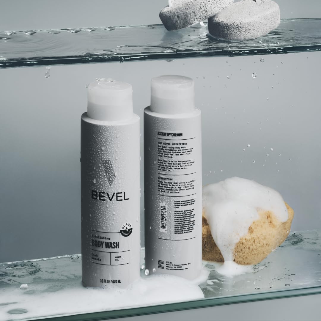 Bevel Exfoliating Body Wash for Men - Dark Cassis Scent with Charcoal and Argan Oil, 16 Oz (Packaging May Vary) Beauty & Personal Care Bevel