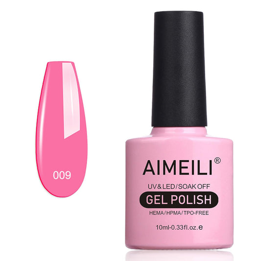 AIMEILI Soak Off U V LED Light Pink Gel Nail Polish - Pertty Pretty in Pink (009) 10ml Beauty & Personal Care AIMEILI