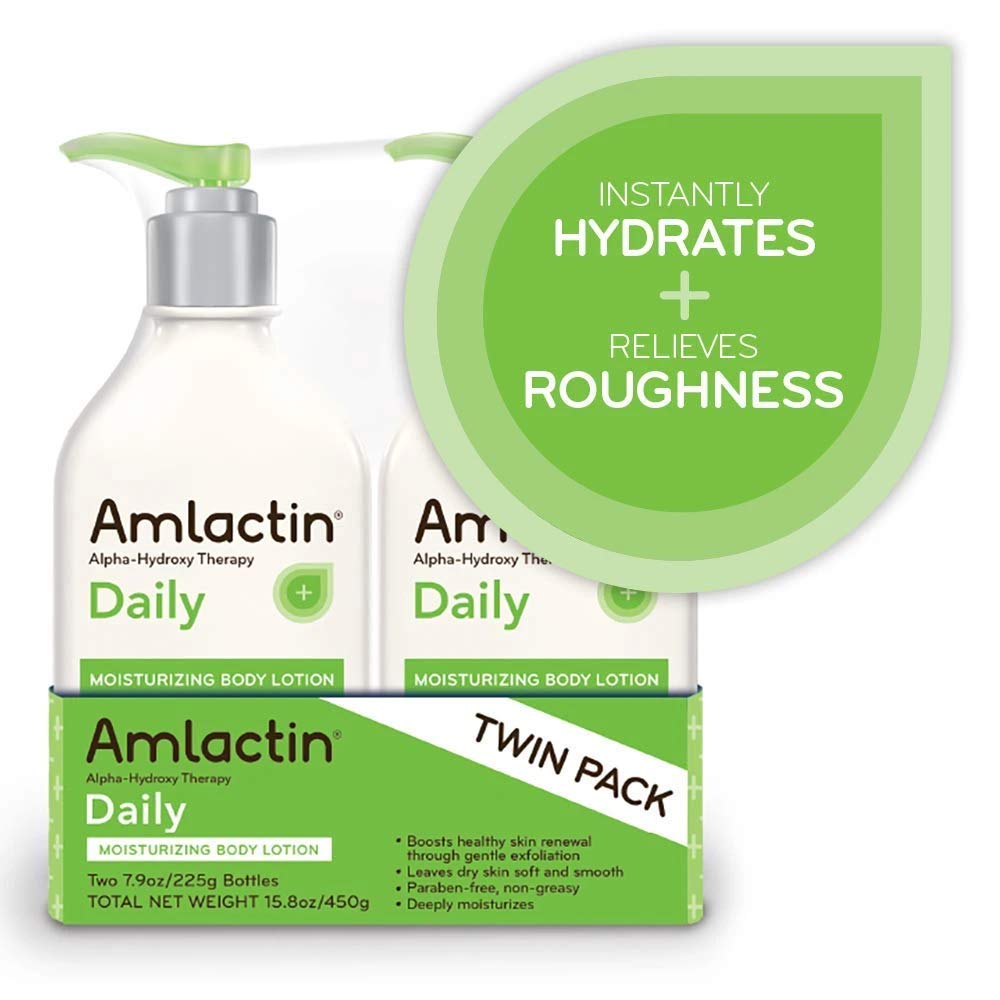 AmLactin Daily Moisturizing Lotion for Dry Skin, 7.9 oz Pump Bottles (Twin Pack), 2-in-1 Moisturizer Body Lotion with 12% Lactic Acid Beauty & Personal Care AmLactin