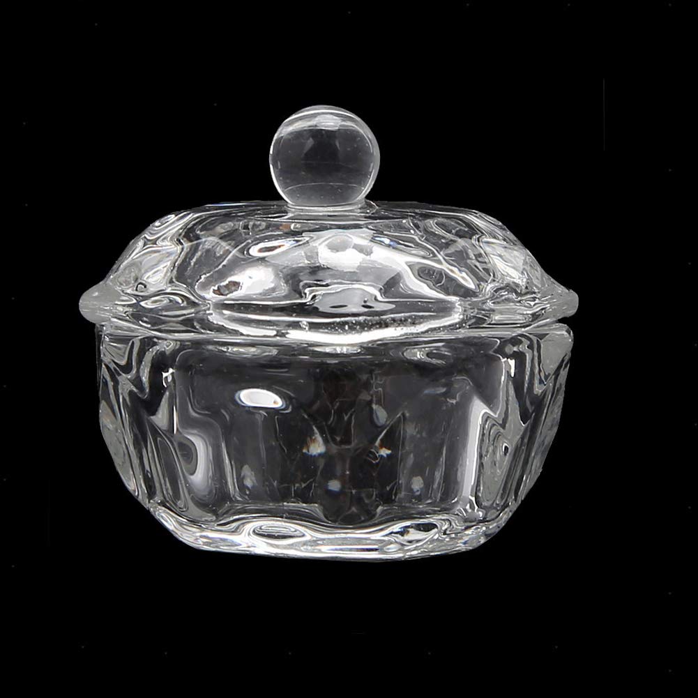 mollensiuer 2Pcs Clear Nail Art Acrylic Liquid Powder Dappen Dish Bowl Glass Crystal Cup Glassware with Lid for Nail Art Manicure Care Tools Beauty & Personal Care mollensiuer