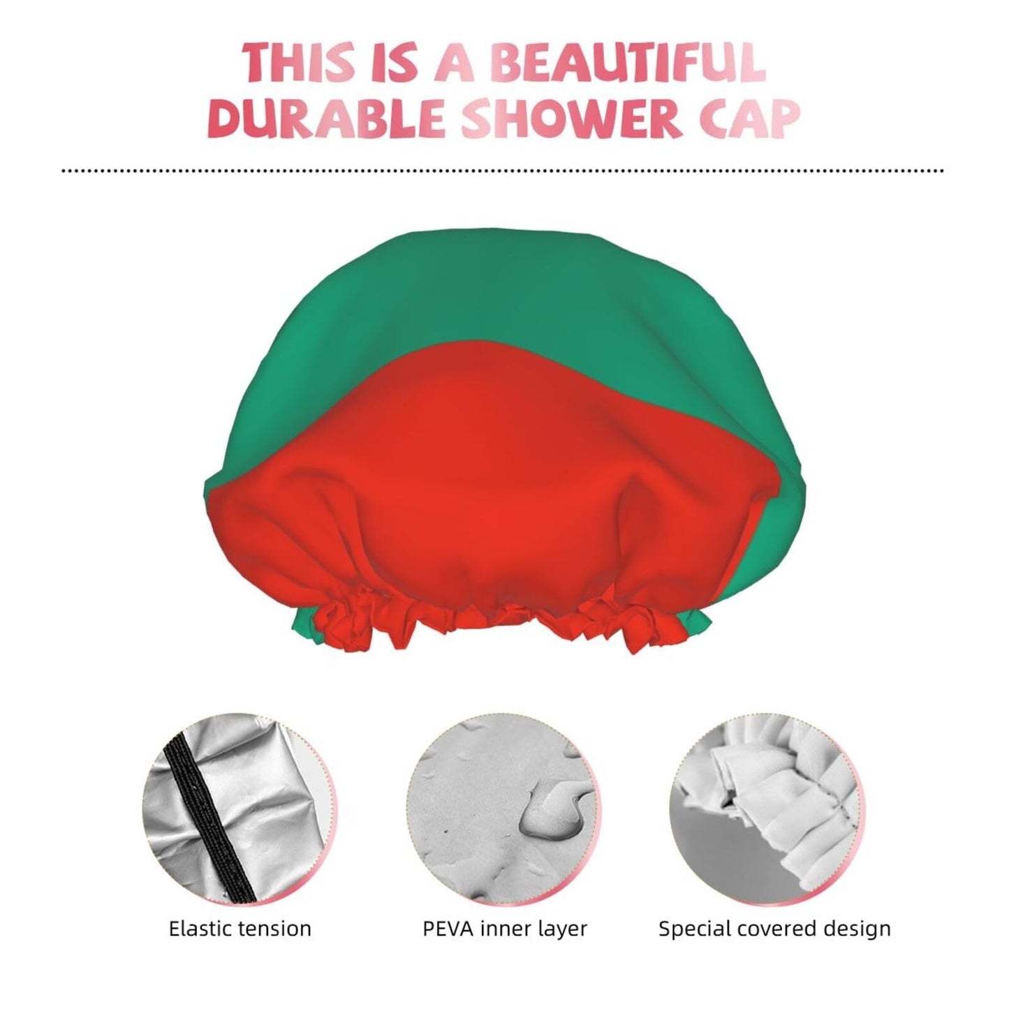 Bulgaria Flag Prints Shower Cap Double Layer Lined Waterproof Bathing Shower Hat Beauty and Personal Care Hayyett