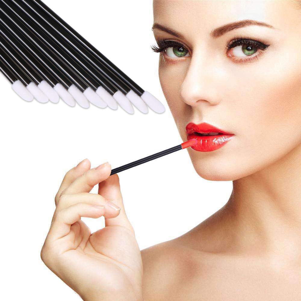 EVERMARKET(TM) 50 Pieces Disposable Lip Brushes Lipstick Gloss Wands Applicator Makeup Tool Kits, Black Beauty & Personal Care EVERMARKET