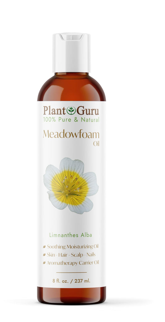 Plant Guru Meadowfoam Oil 8 fl. oz. Cold Pressed 100% Pure Natural Carrier - Skin, Face, Body, and Hair Moisturizer. Ideal for DIY Creams, Lotions Beauty & Personal Care Plant Guru