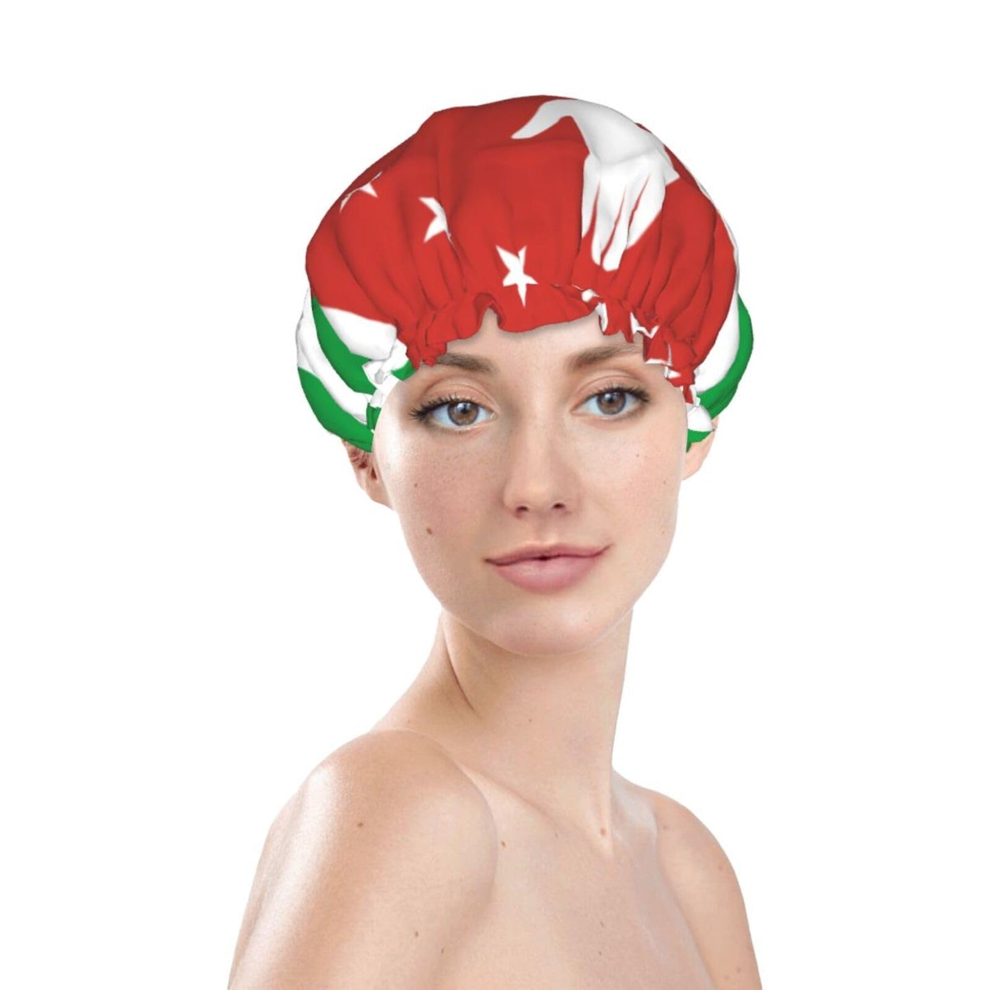 Abkhazia Flag Prints Shower Cap Double Layer Lined Waterproof Bathing Shower Hat Beauty and Personal Care Hayyett