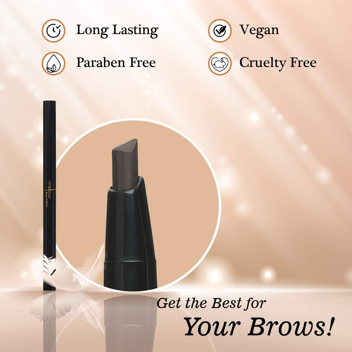 Mellow Cosmetics Brow Definer Eyebrow Pencil | Triangular Tip, Non Greasy, Long Lasting & Easy To Glide | Brow Defining Pen | Professional Eyebrow Beauty & Personal Care Mellow