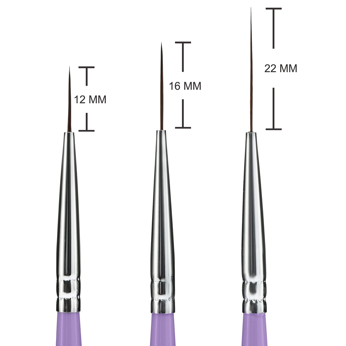 Beaute Galleria 3 Pieces Nail Art Long Striper Brush Set (12mm, 16mm, 22mm) for Thin Long Fine Line, Detailer, Striping, Color Block, One Stroke Beauty & Personal Care BEAUTÉ GALLERIA