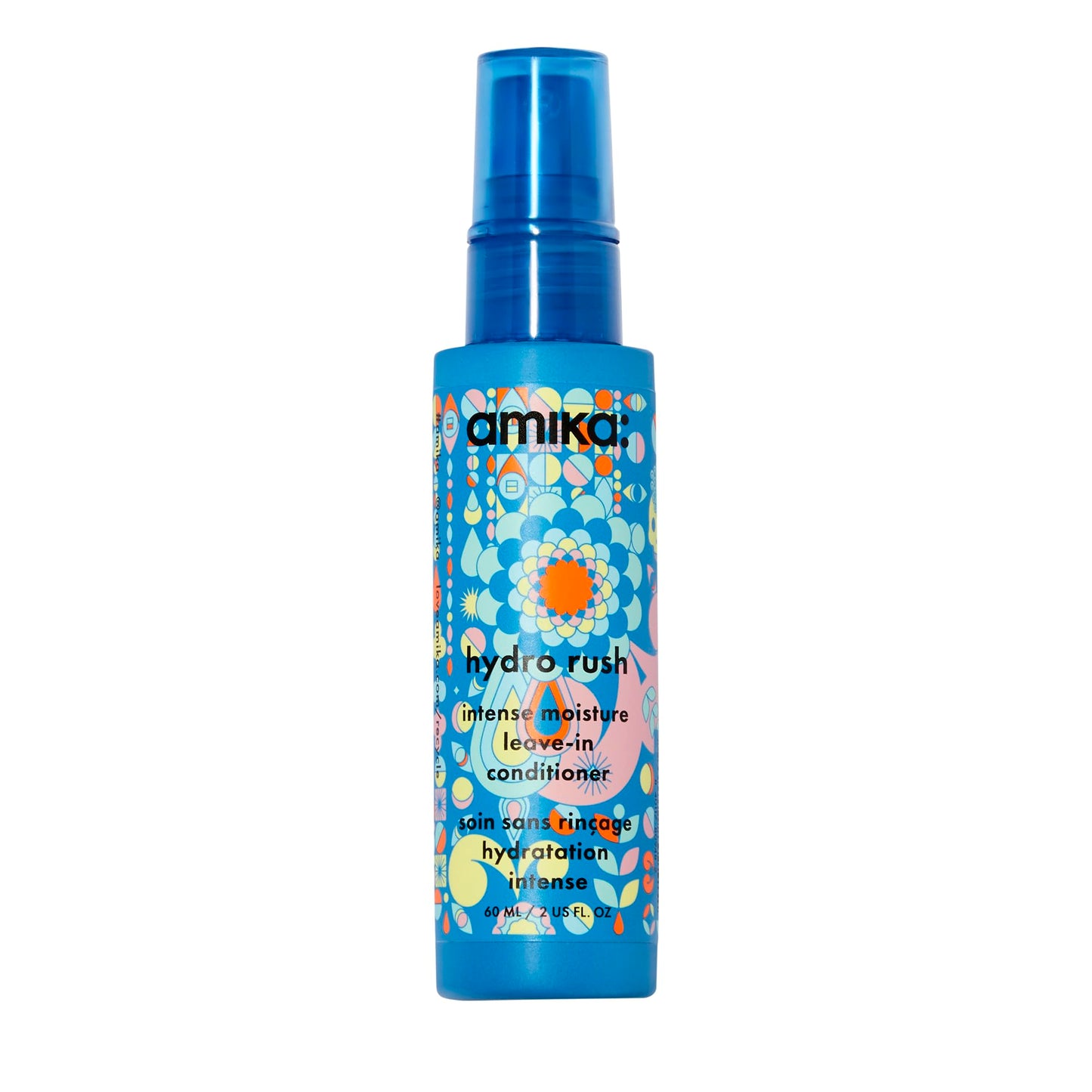 amika Hydro Rush Intense Moisture Leave-In Conditioner with Hyaluronic Acid, 60ml | for all hair types, long-lasting hydration, detangles and reduces Beauty and Personal Care Amika