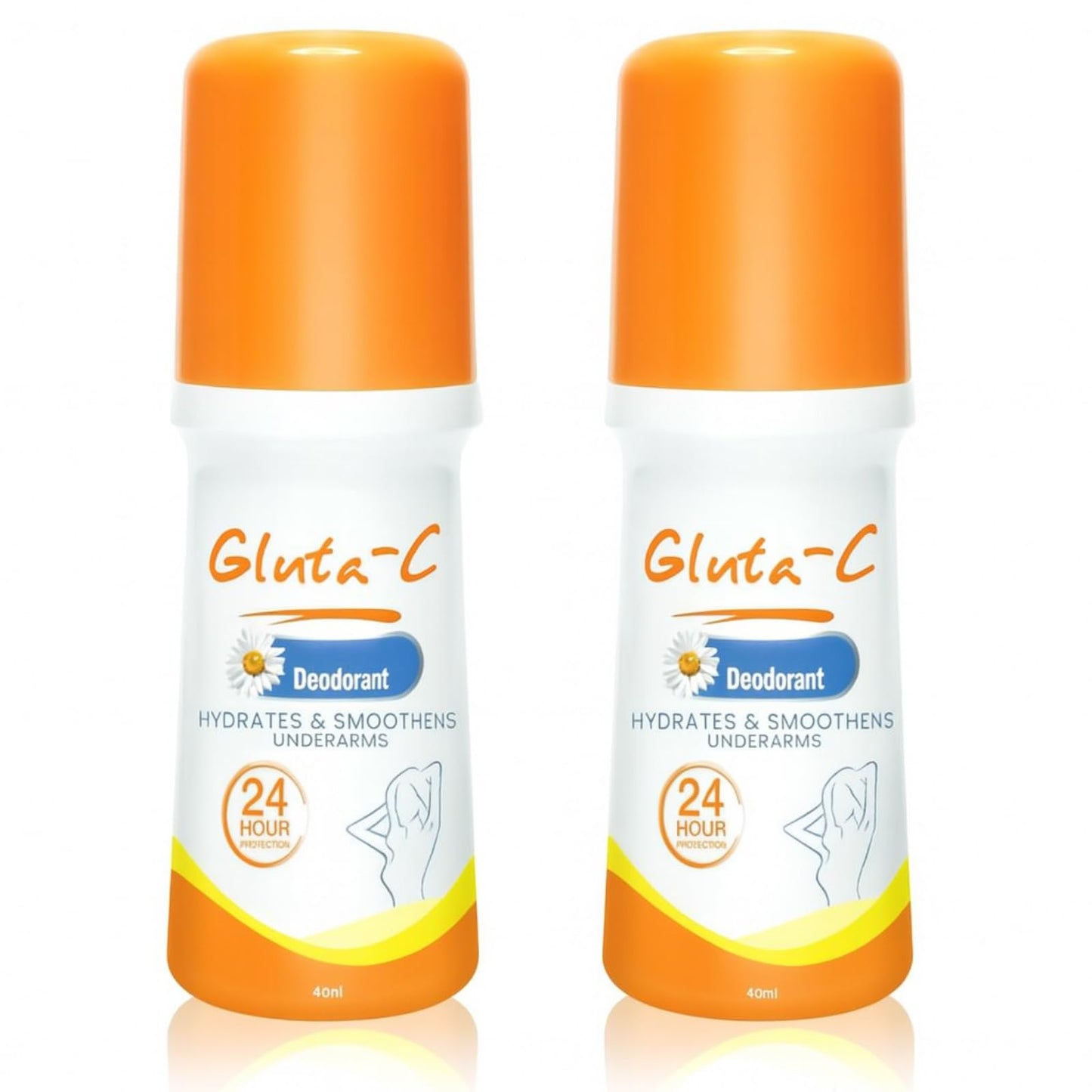 Gluta-C Deodorant Roll-On, 24-Hour Odor and Sweat Protection, Smoothens and Hydrates Underarm Skin, Paraben-Free, Quick-Dry, 40ml for Women & Men - 2 Beauty and Personal Care Gluta-C