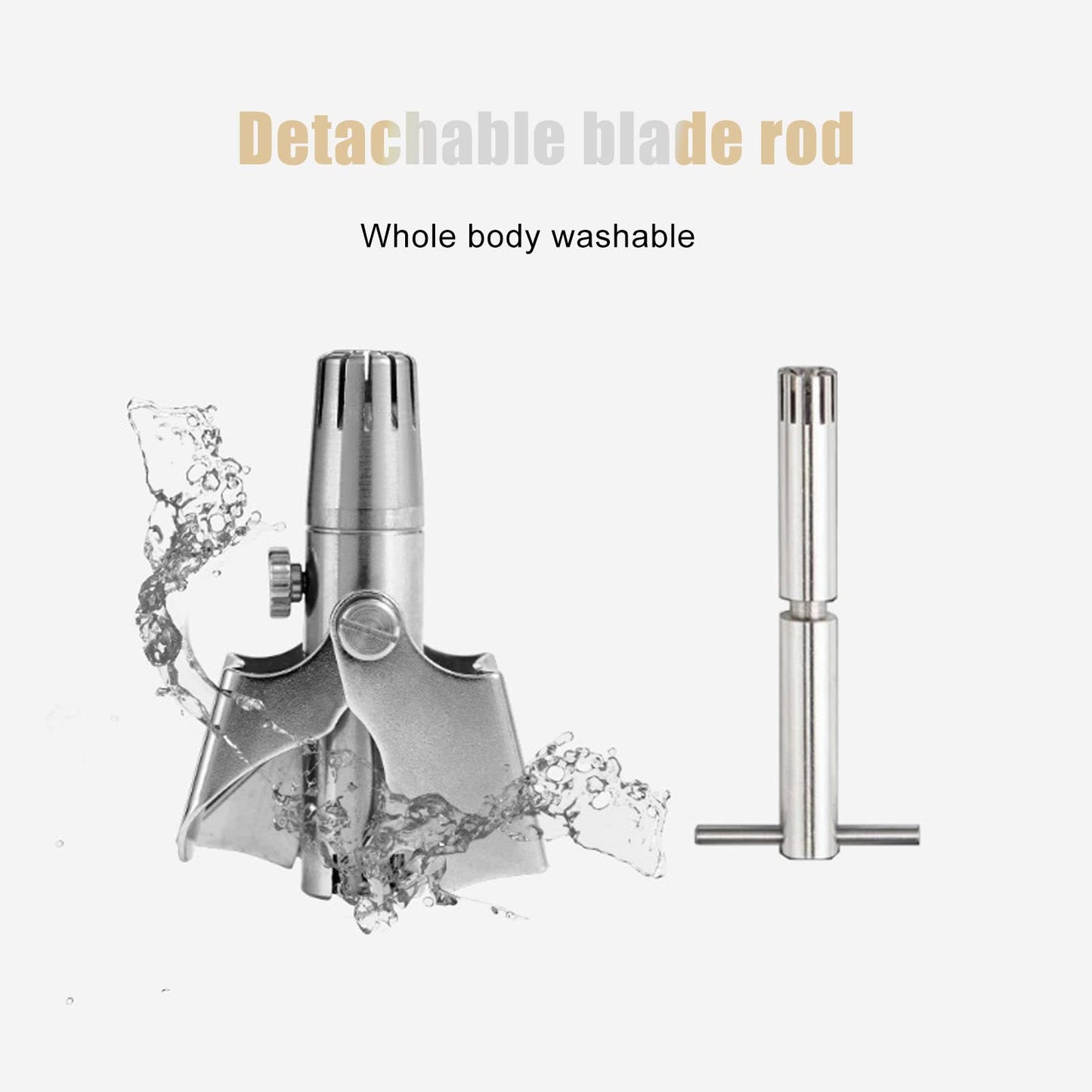 OVAQUIXI Manual Nose Hair Trimmer, Safe Quiet 360 Degree Grooming Tool for Men Home Travel Stainless Steel Detachable R Shaped Round Head 1 Pack Beauty and Personal Care OVAQUIXI