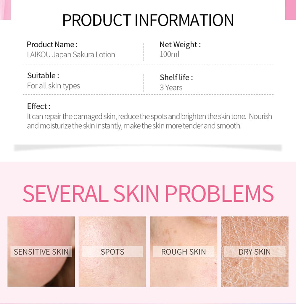 BEUKING Sakura Face Lotion Moisturizing Essence for Shrink Pores Skin Daily Care, Toner Lotion Hydrating Repair Face Cream Vitamin C Serum Improve Beauty & Personal Care BEUKING