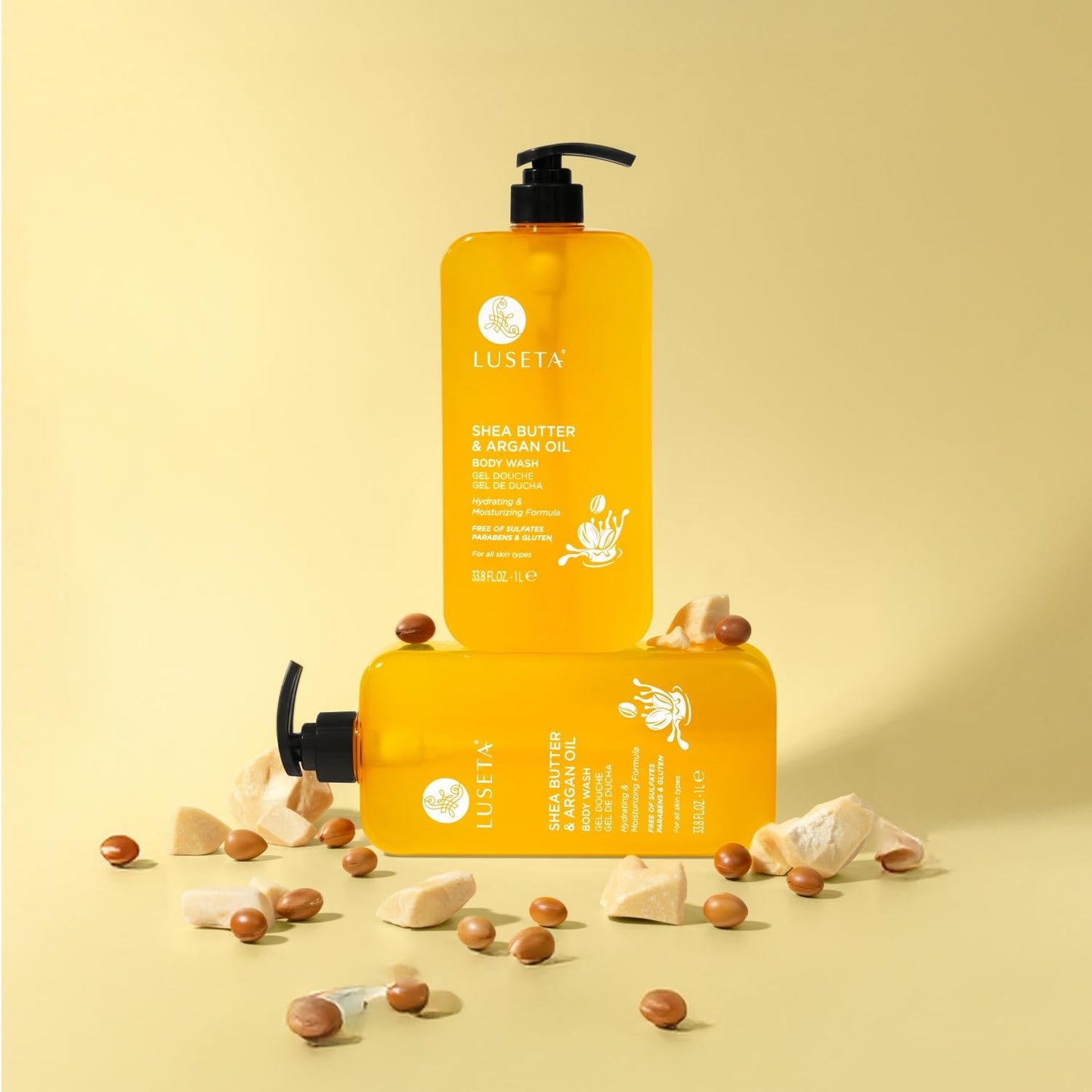 Luseta Shea Butter & Argan Oil Body Wash for Hydrating, Nourishing & Softening, for Daily Moisture, Smoothness & Gentle Cleanse for Dry and Dehydrated Beauty & Personal Care L LUSETA