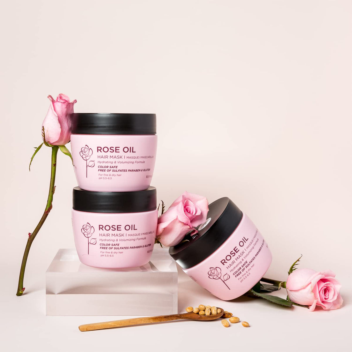 Luseta Rose Oil Hydrating Hair Mask for Fine & Dry Hair 16.9 Oz