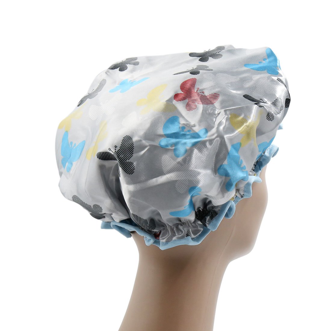 Ruilogod Gray Polyester Dual Layer Waterproof Elastic Shower Bath Salon Hair Cap Hat (id: 862 c0b 874 129 2c8 Beauty and Personal Care Ruilogod