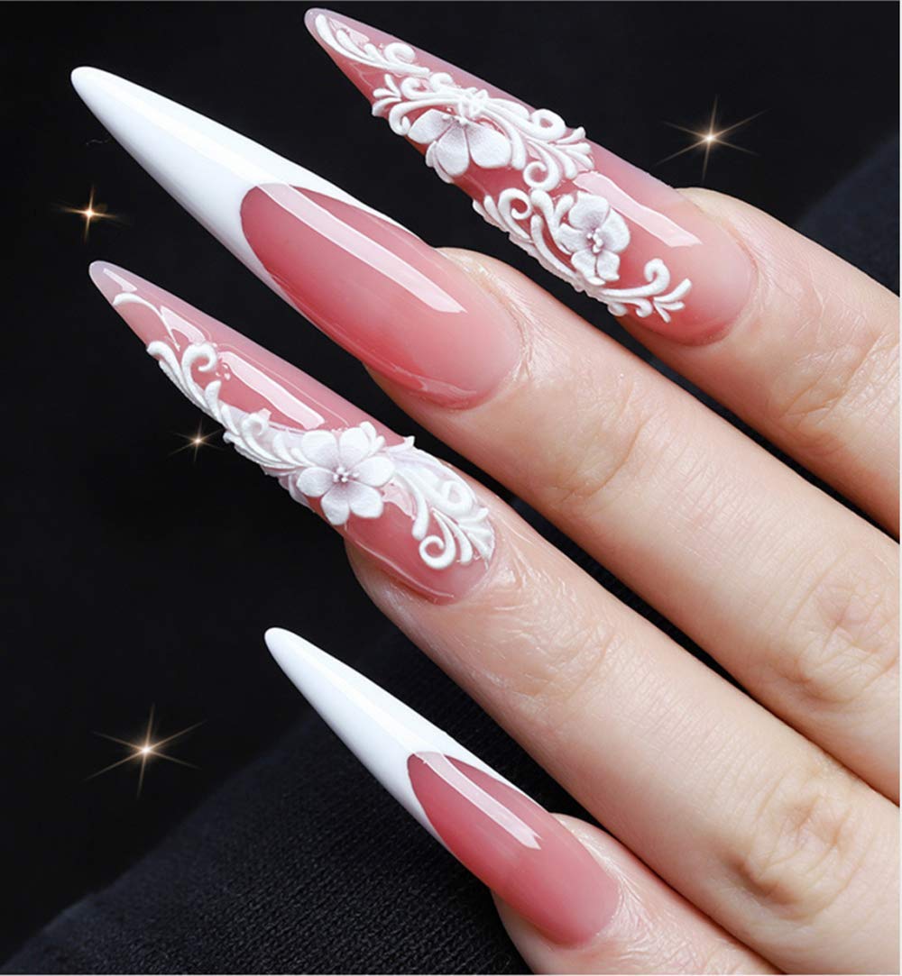 YIMART 600pcs Acrylic Medium Long Stiletto Nail Tips Easy Coffin Nails Sharp False Nail Art Tips For Nails Salon (Skin color) Beauty & Personal Care Yimart