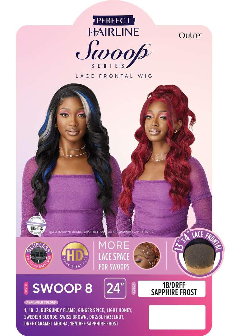 Outre Lace Front Wig - Perfect Hair Line 13X4 - Swoop Series - Swoop 8 (LIGHT HONEY)