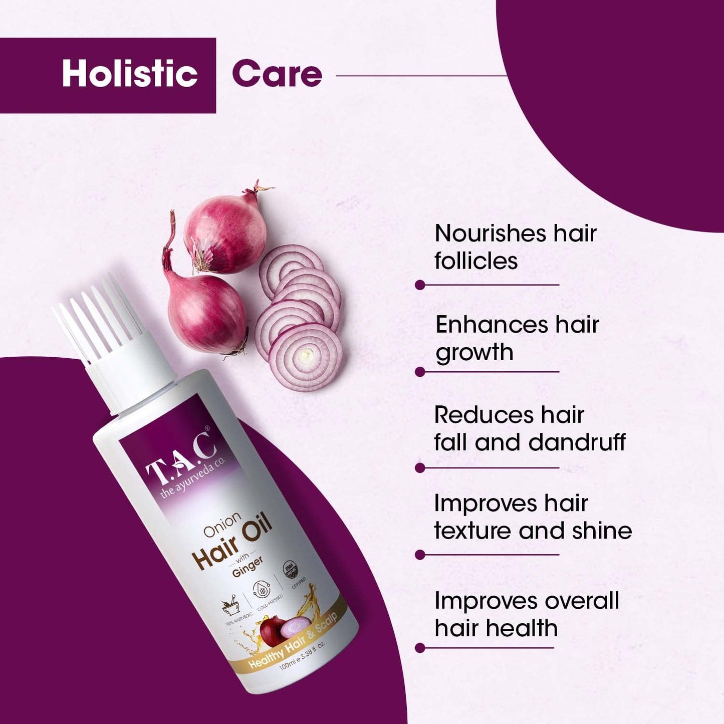 TAC - The Ayurveda Co. Onion with Black Seed and Biotin Hair Nourishment Oil for Hairfall Control 100ml Beauty & Personal Care TAC - The Ayurveda Co.