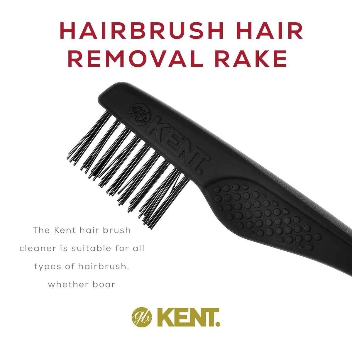 Kent LPC2 Hair Brush Cleaning Tool and Hairbrush Cleaner Rake for Hair Removal, and Brush Rake for Removing Hairs and Dandruff from Brushes, Combs and