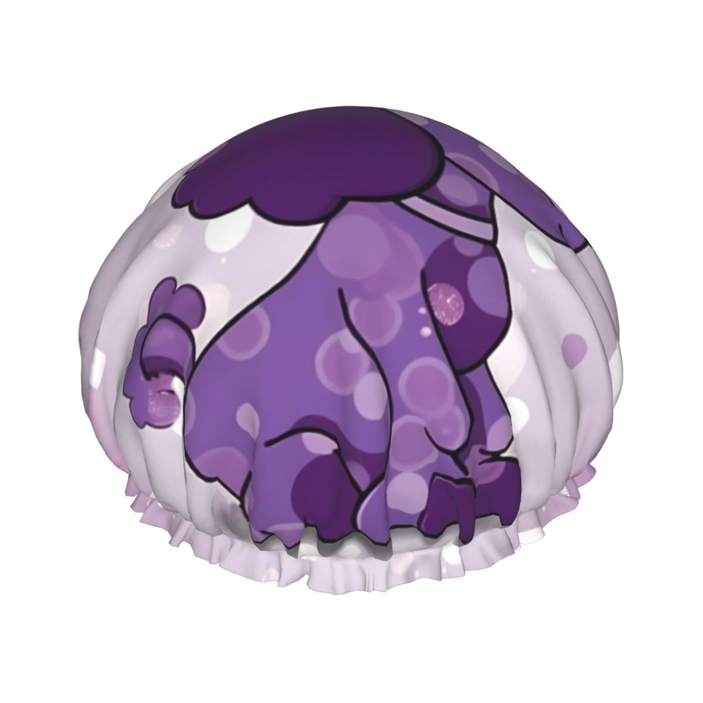 purple Poodle Polka Dot Shower Cap for Women Men Large Reusable Shower Bonnet Double-Layer Waterproof Bath Caps Elastic Band Hair Hat for All Beauty and Personal Care BWLHJKE