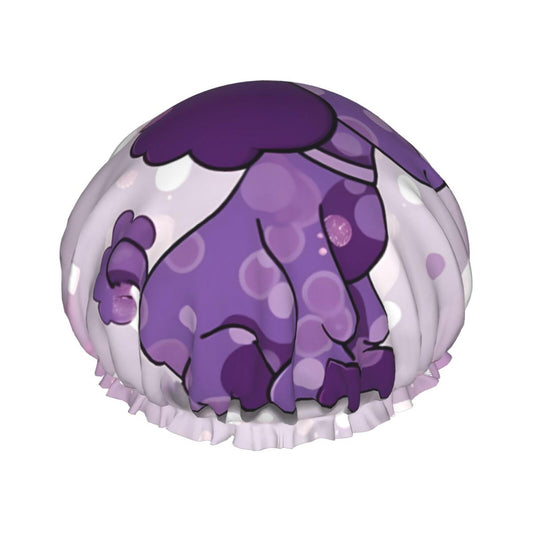purple Poodle Polka Dot Shower Cap for Women Men Large Reusable Shower Bonnet Double-Layer Waterproof Bath Caps Elastic Band Hair Hat for All Beauty and Personal Care BWLHJKE