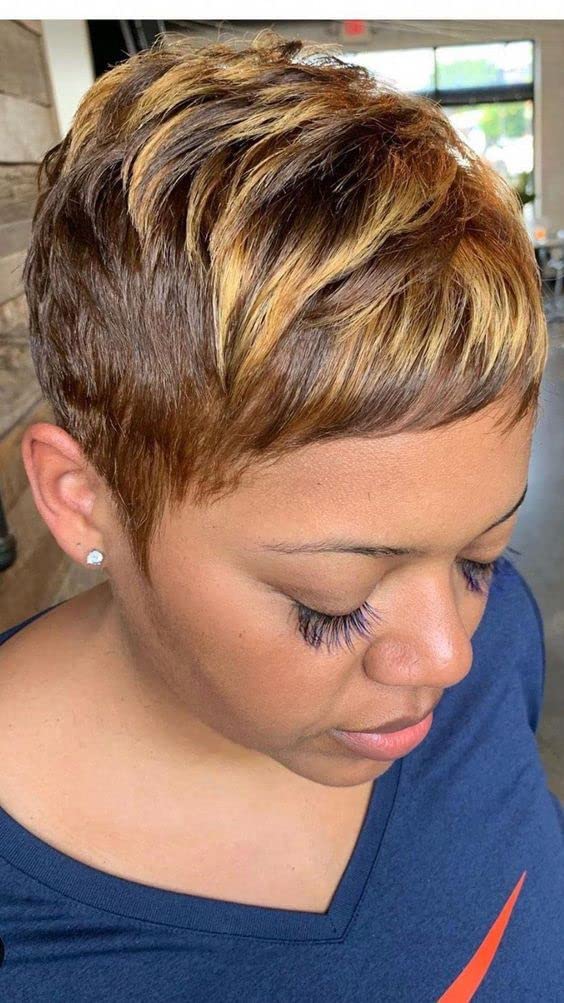Naseily Short Black Pixie Cuts Hair Wigs for African American Women, Synthetic Fiber Wig with Capless Cap, Average Size (naseily9622)