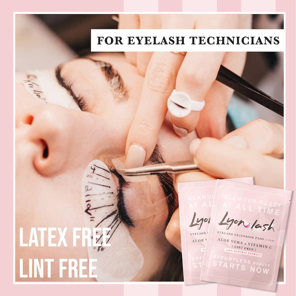 100 Pairs Eyelash Extension Under Eye Gel Pads by Lyon Lash - Lint Free with Aloe Vera Hydrogel Eye Patches, Premium Eyelash Extension Supplies Beauty & Personal Care Lyon lash