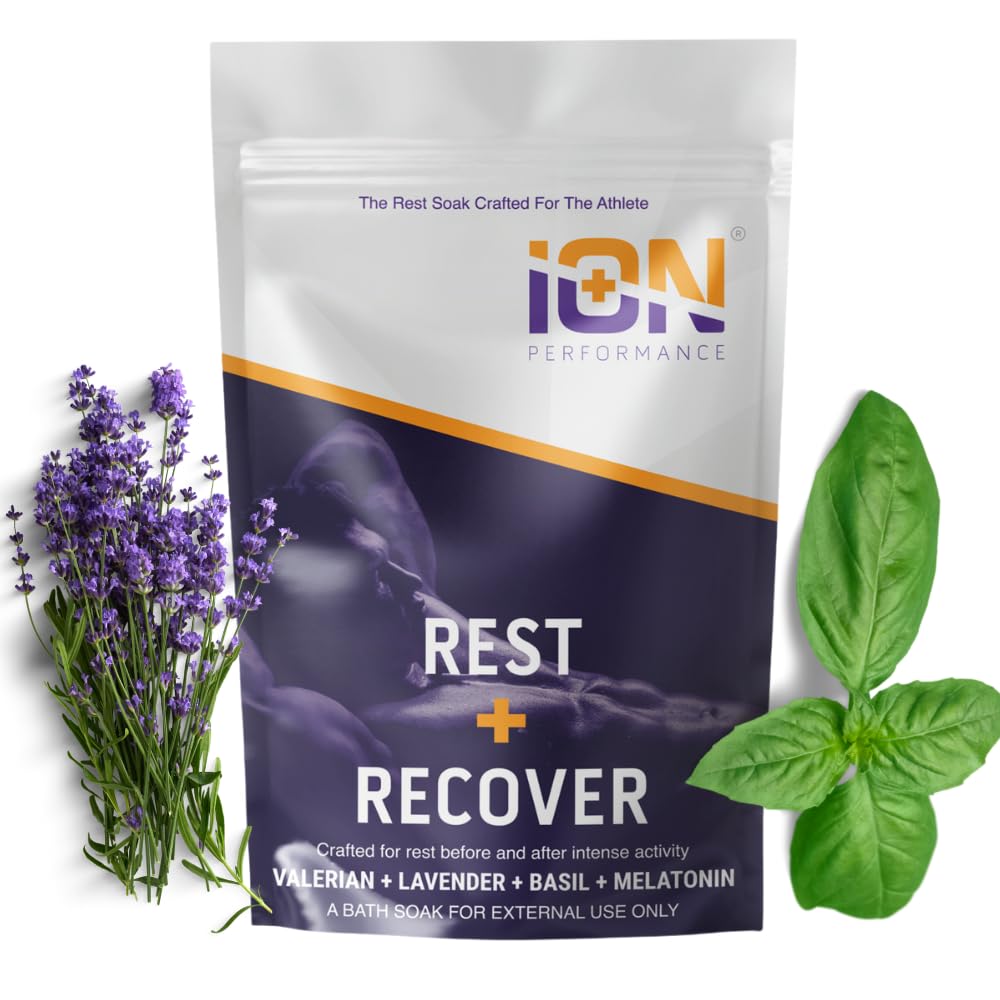 iON Rest + Recover Bath Soak w/Lavender + Melatonin - Rest and Recover with Valerian Root, Frankincense, Magnesium 16 Oz - Crafted for Athletes Beauty and Personal Care iON Performance