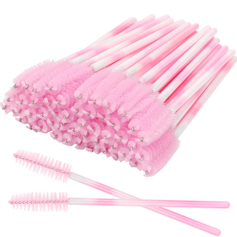 300 Pack Mascara Wands Disposable Eyelash Brush Spoolie Brush for Eyelash Extensions Lash Applicators Tool Kit, Pink Beauty & Personal Care Mekupeu