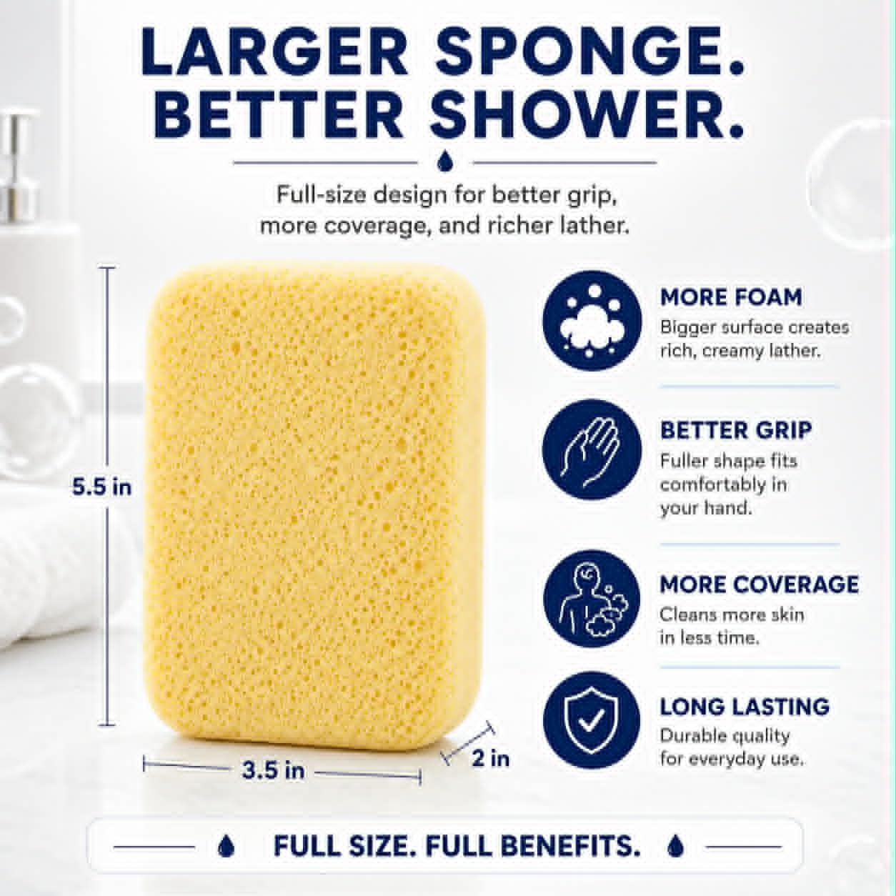 XL Smooth Yellow Foam Bath Sponge Shower Sponge Michelle's Melting Pot (3 Count) Beauty and Personal Care Michelle's Melting Pot