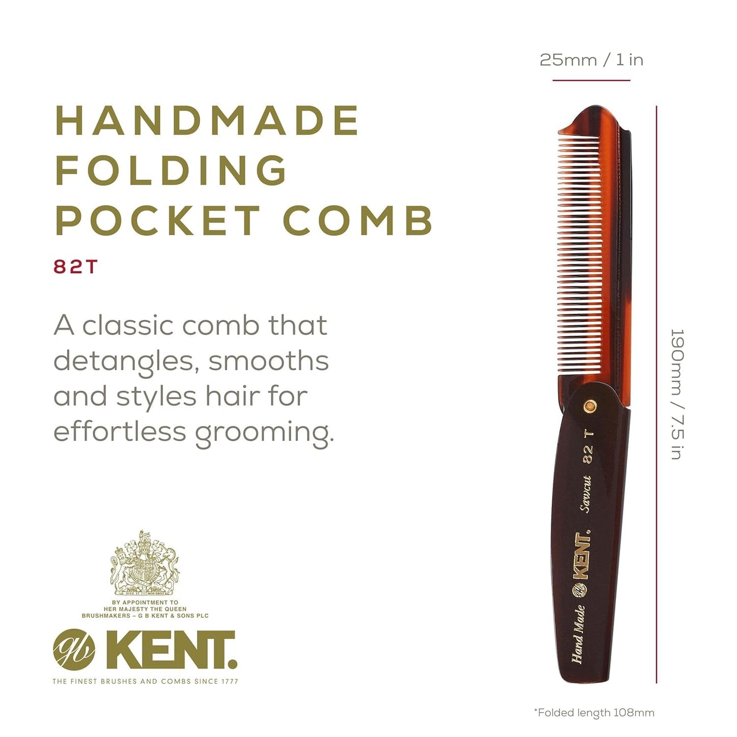 Kent Set Men's Hair Pocket Combs, 81T X-Small, OT All Fine Tooth, 82T Fine Tooth Folding Comb. Best Hair, Beard and Mustache Grooming Kit for Travel Beauty and Personal Care KENT