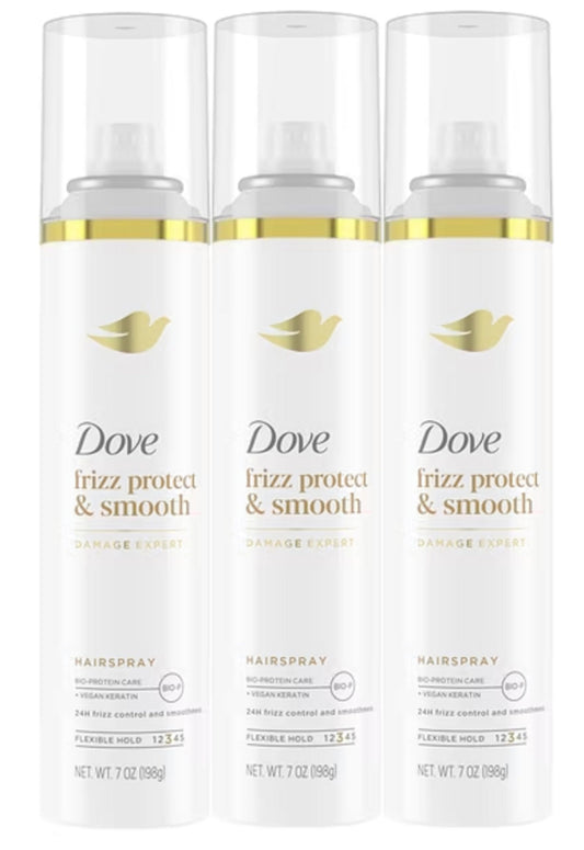 Dove Extra Hold Styling Hairspray, Smooth & Protect Against Frizz & Humidity, 24-Hour Flexible Hold, Anti-Frizz Hair Spray, 7 oz (Pack of 3) Beauty & Personal Care Dove