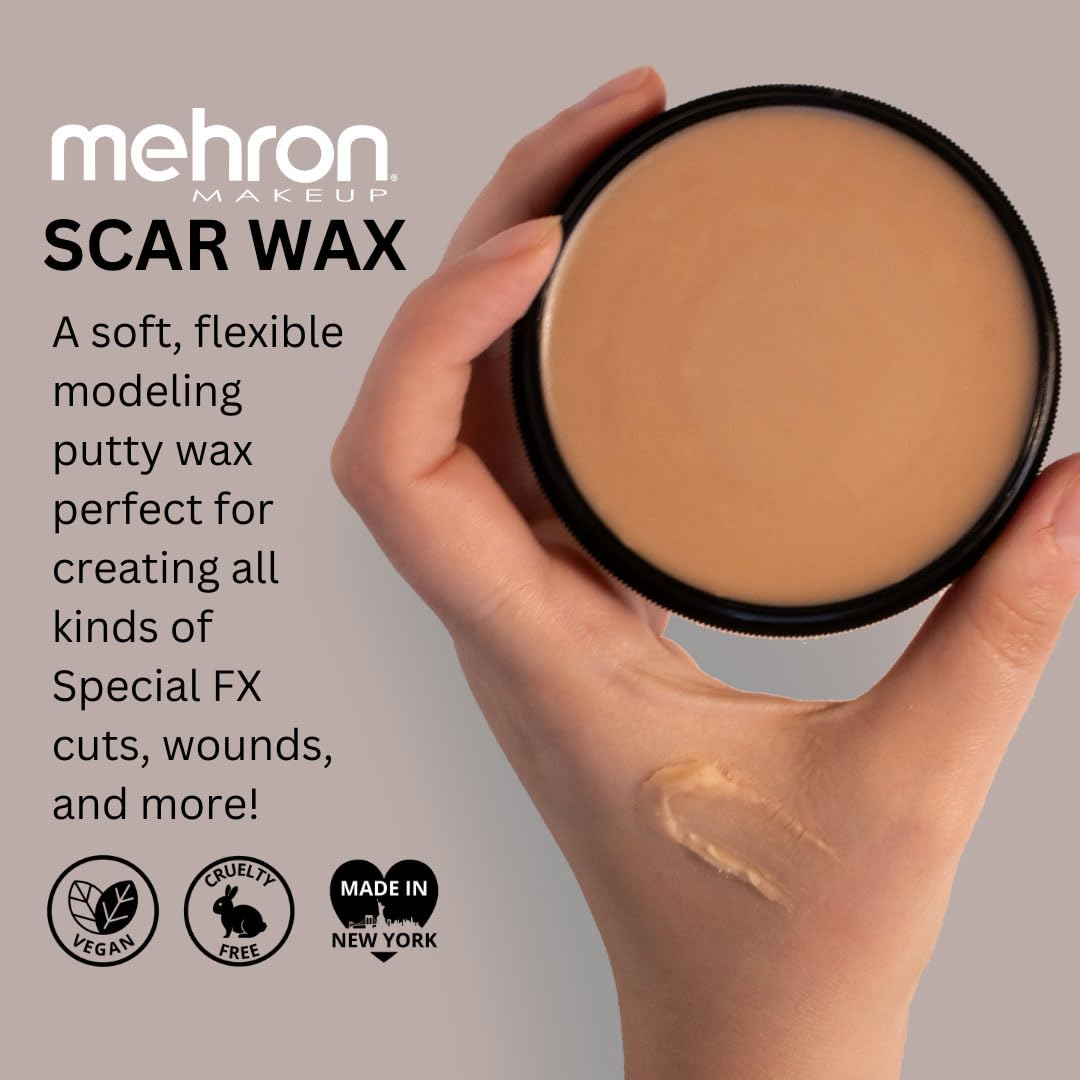 Mehron Scar Wax Special FX Modeling Putty | Moldable Soft Wax for Special FX | Made in the USA | Scar Wax SFX Makeup for Creating Fake Scars, Fake Beauty & Personal Care Mehron