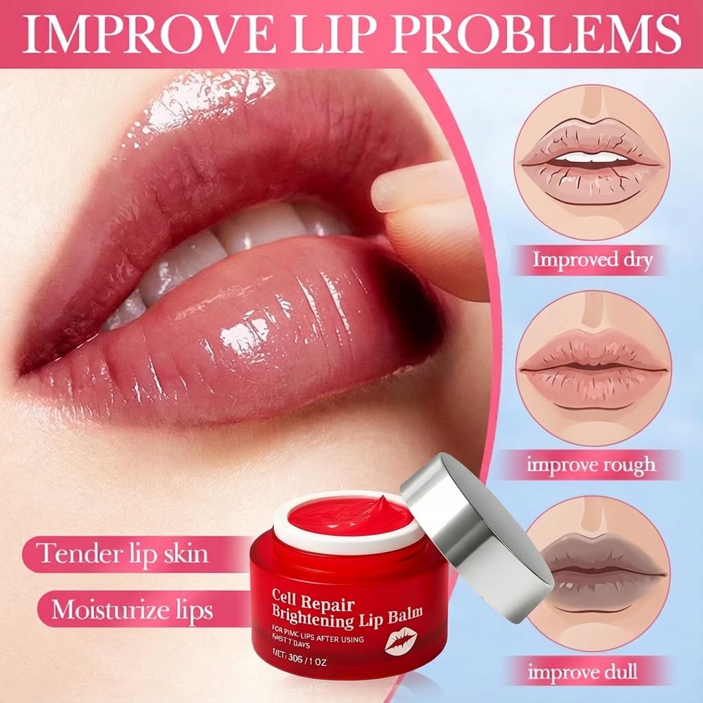 NovacaraX Cell Repair Brightening Lip Balm, Fades Lip Pigmentation, Softens Dark Lips, Moisturizing and Plumping, Glossy Finish, 1 oz (1 pcs) Beauty and Personal Care NovacaraX