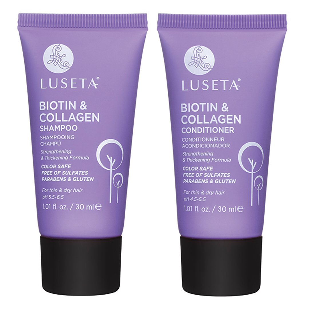 Luseta Biotin & Collagen Travel Size Shampoo and Conditioner Set for Thinning Hair, Thickening & Strengthening with Argan Oil - Travel Size Adds Beauty & Personal Care L LUSETA