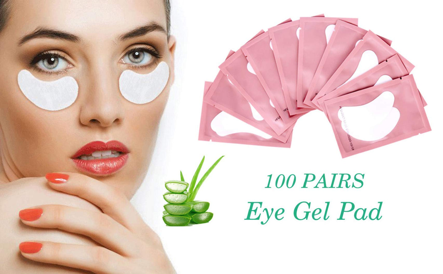 100 Pairs Set Under Eye Pads, Comfy and Cool Under Eye Patches Gel Pad for Eyelash Extensions Eye Mask Beauty Tool (Pink) Beauty & Personal Care Voncasen