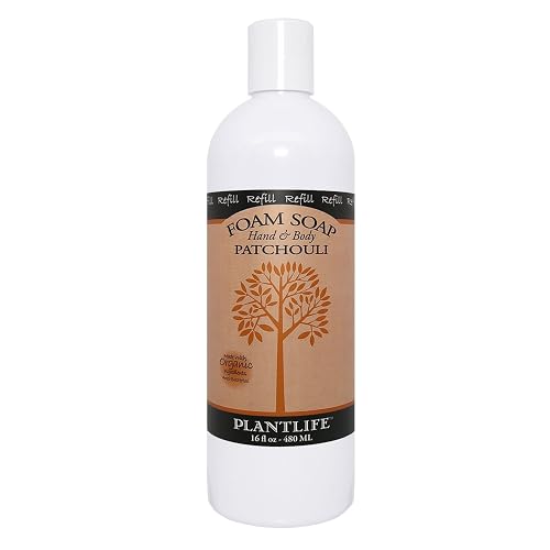 Plantlife Patchouli Foam Soap Refill - Moisturizing Plant Based Foam Soap for All Skin Types - Ideal as a Hand & Body wash, Shaving Cream, & Foaming Beauty & Personal Care Plantlife