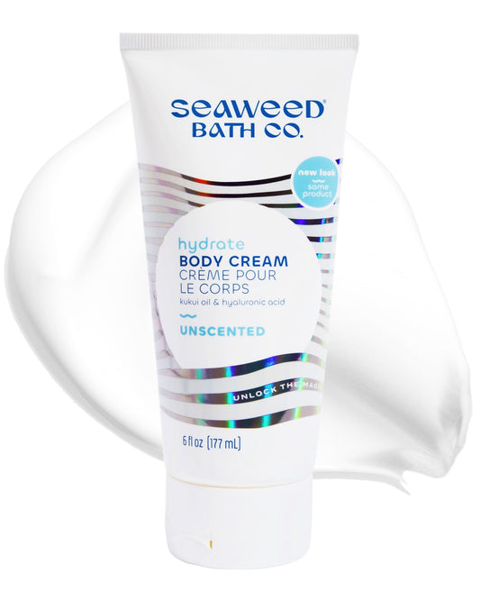 Seaweed Bath Co. Hydrate Body Cream - Unscented | Nourishing Moisturizer for Body and Hands | With Vitamin E, Hyaluronic Acid and Shea Butter For Dry Beauty & Personal Care The Seaweed Bath Co.